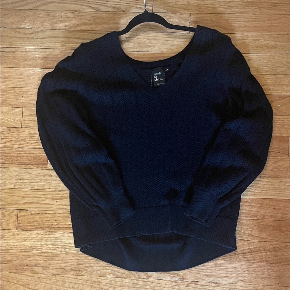 Black Knit Sweater balloon sleeve